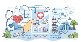 big data in healthcare v2 hands outline concept 1