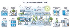 city scenes eco transit hub set 1
