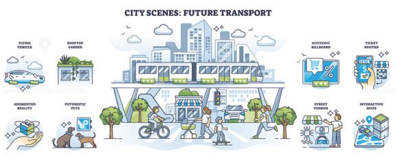 city scenes future transport set 1
