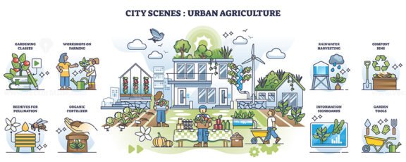city scenes urban agriculture set 1
