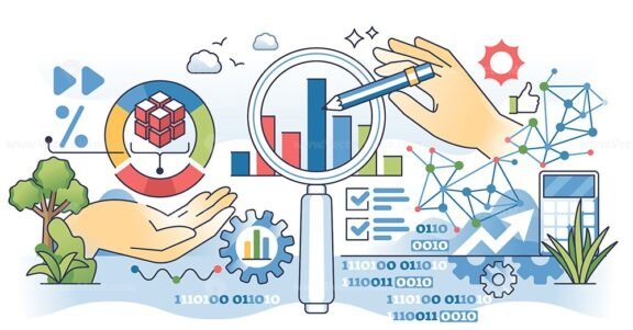 data analytics tools hands outline concept 1