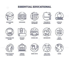 essential educational icons outline 1