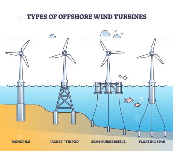floating wind turbine types outline diagram 1