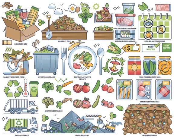 food waste outline collection outline 1