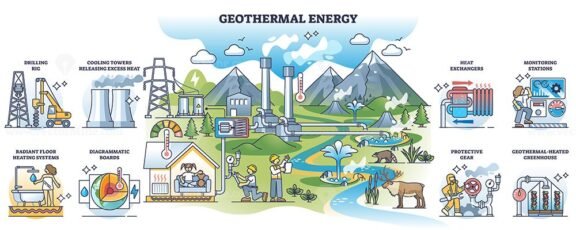 geothermal energy concept collection outline 1