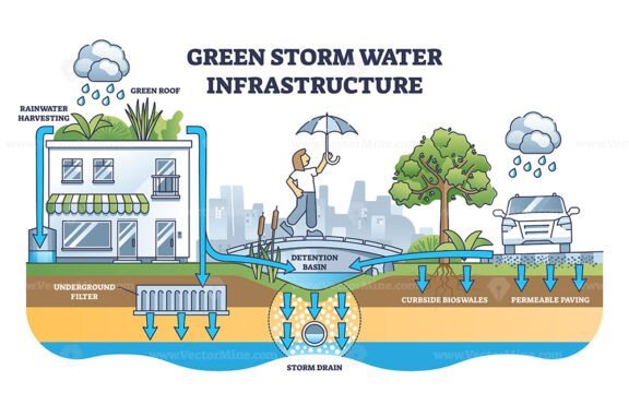 green storm water infrastructure outline diagram 1