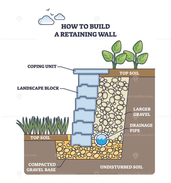 how to build a retaining wall outline diagram 1