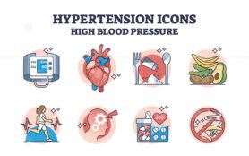 hypertension high blood pressure icons outline 1