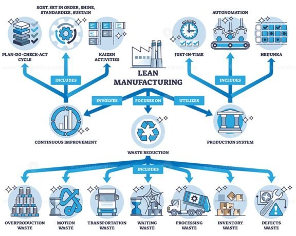 key components of lean manufacturing outline diagram 1