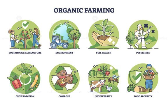 organic farming collection outline set 1
