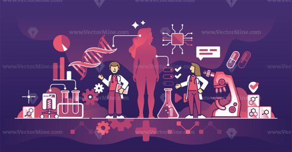 personalized medicine and genomics outline concept dark 1