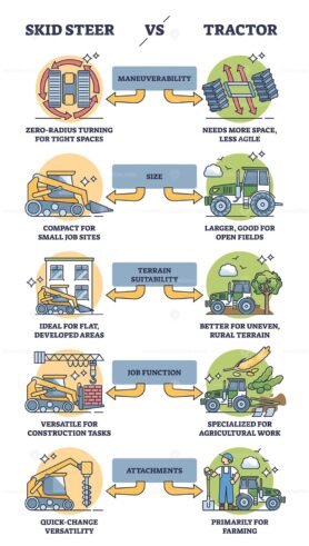 skid steer vs tractor outline diagram 1