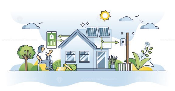 solar panel energy savings outline concept 1