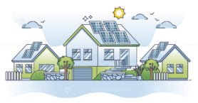 solar powered residential houses outline concept 1