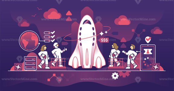 space tourism and commercial space travel outline concept dark 1