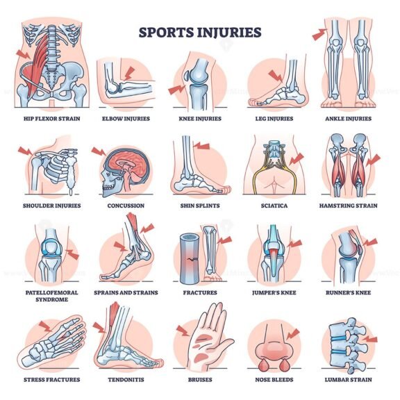 sports injuries set outline 1