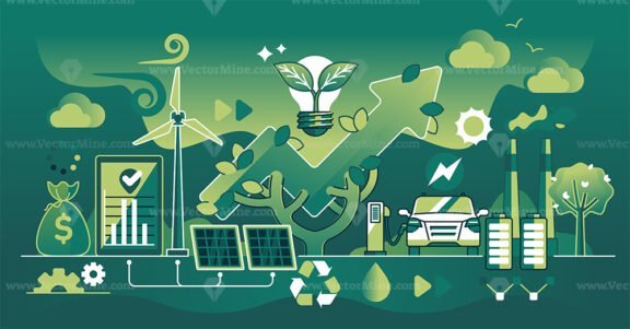 sustainable green business outline concept dark 1