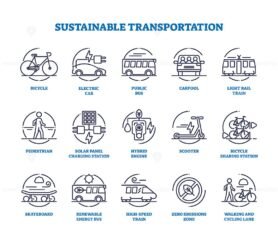 sustainable transportation icons outline 1