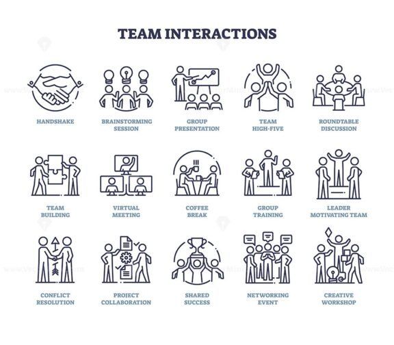team interactions icons outline 1