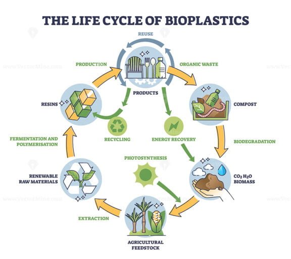 the life cycle of bioplastics outline diagram 1