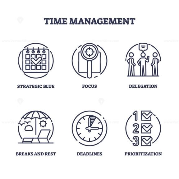 time management icons outline 1