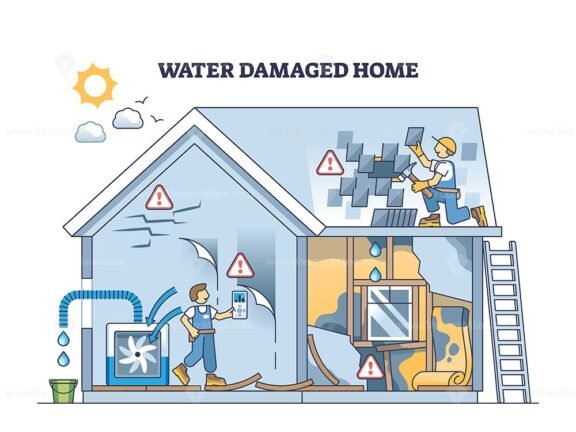 water damaged home diagram outline 1