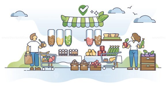 zero waste grocery store outline concept 1