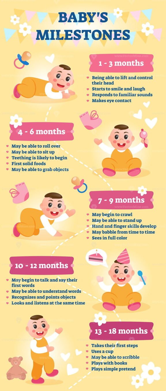 FREE Baby's milestones infographic, vector illustration - VectorMine