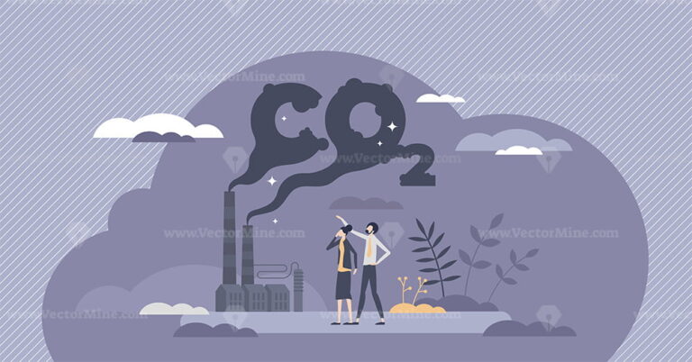 CO2 emissions as dangerous carbon dioxide air pollution tiny person ...