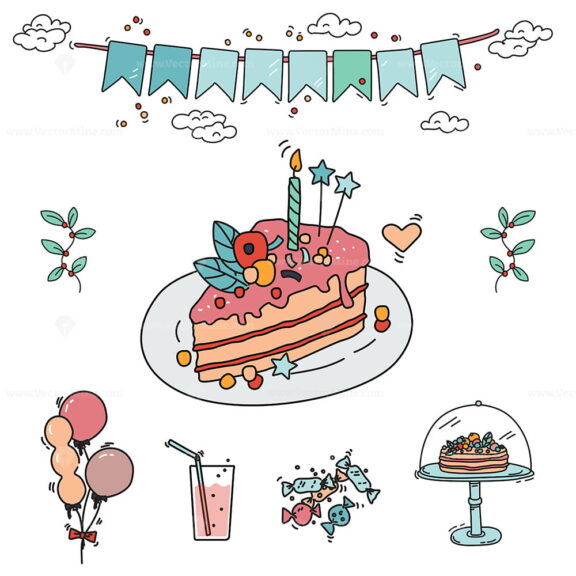 FREE Party cake doodle illustration