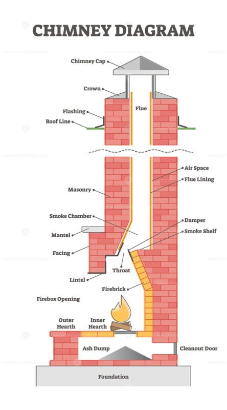 Chimney Diagram With Educational Element Description Scheme Outline   Chimney Outline 444x800 