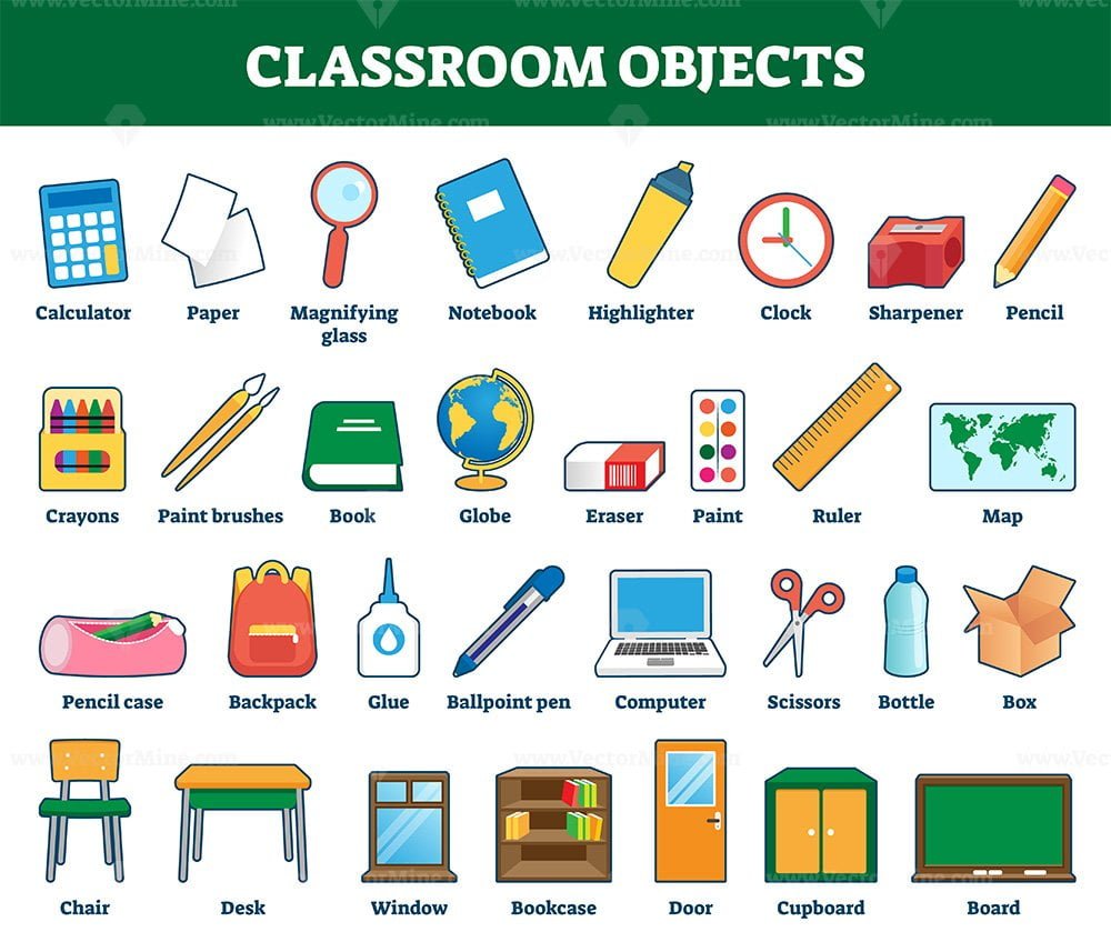 classroom-objects-vector-illustration-vectormine