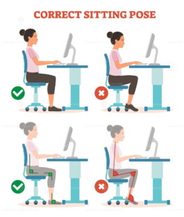 Correct sitting pose in work place health care informational poster ...