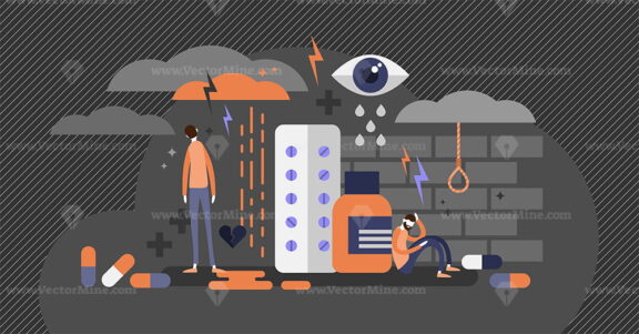 Depression concept flat vector illustration