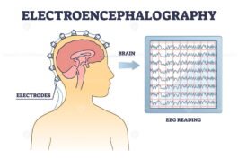 Electroencephalography or EEG as brain activity monitoring outline ...