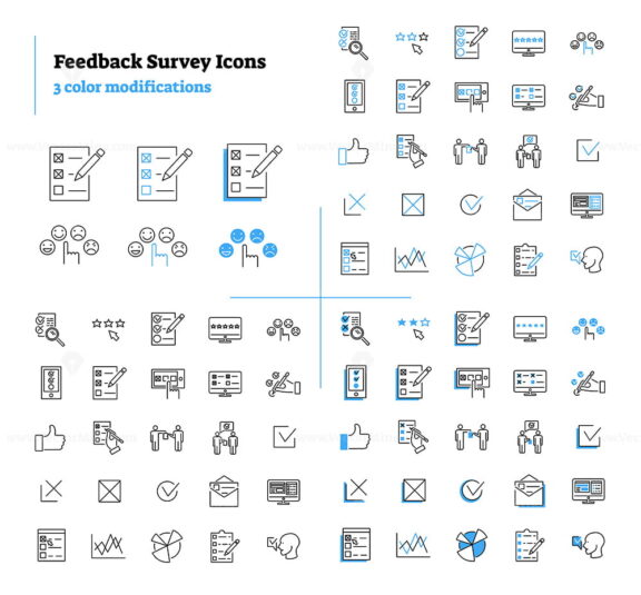 FREE Feedback survey outline icons collection set vector illustration