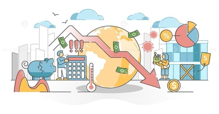 Cycle of poverty trap diagram in flat outline diagram vector ...