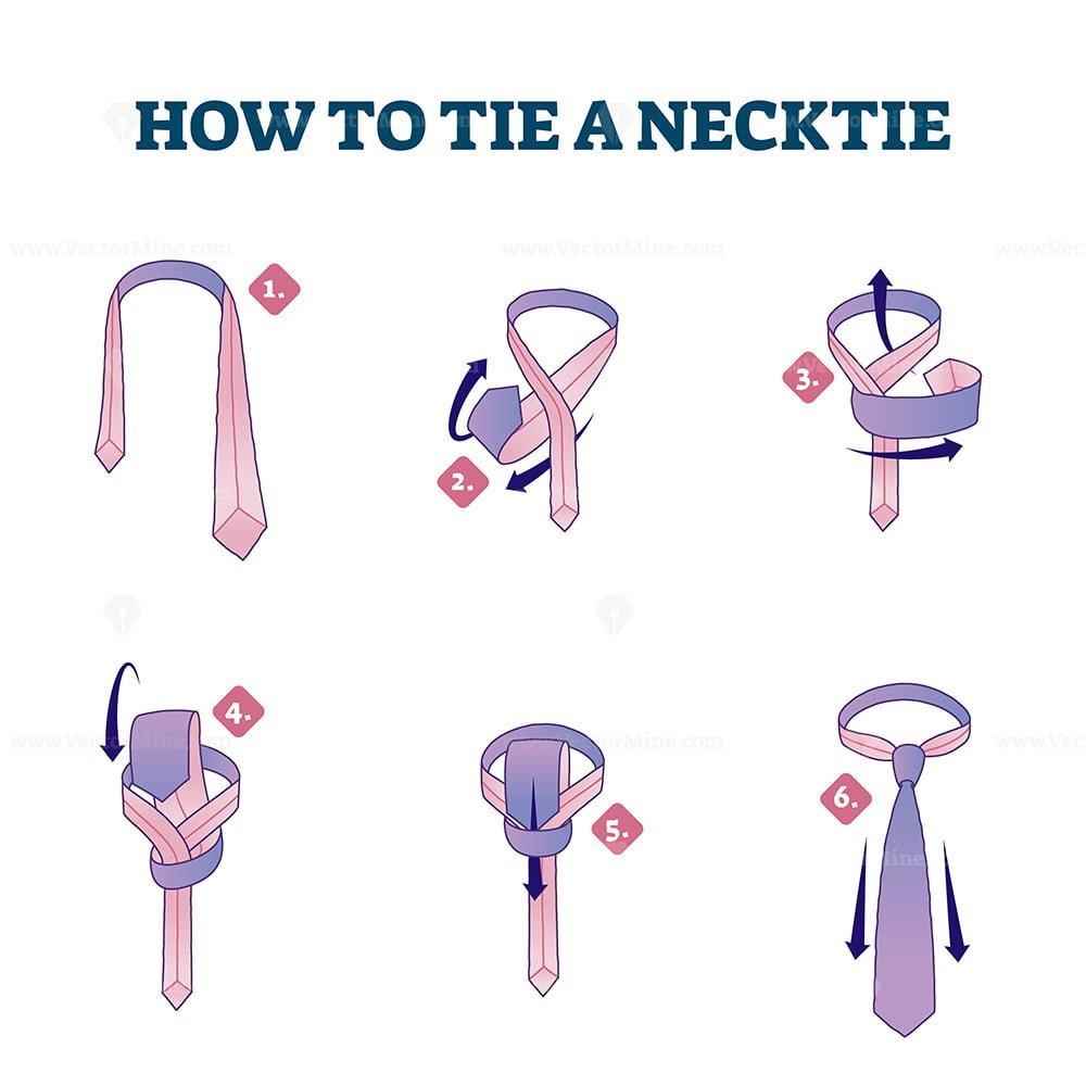 FREE How to tie a necktie explanation steps – VectorMine