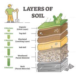 Layers of soil diagram as educational labeled earth structure outline ...