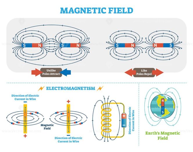 Scientific magnetic field and electromagnetism vector illustration ...