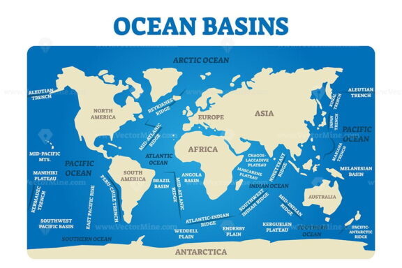 Ocean basin vector illustration