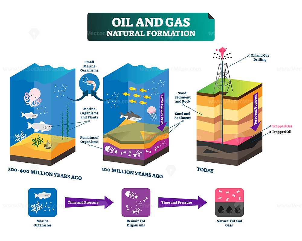 Oil And Gas Natural Formation Labeled Vector Illustration Explain 