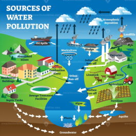 Sources of water pollution as freshwater contamination causes ...