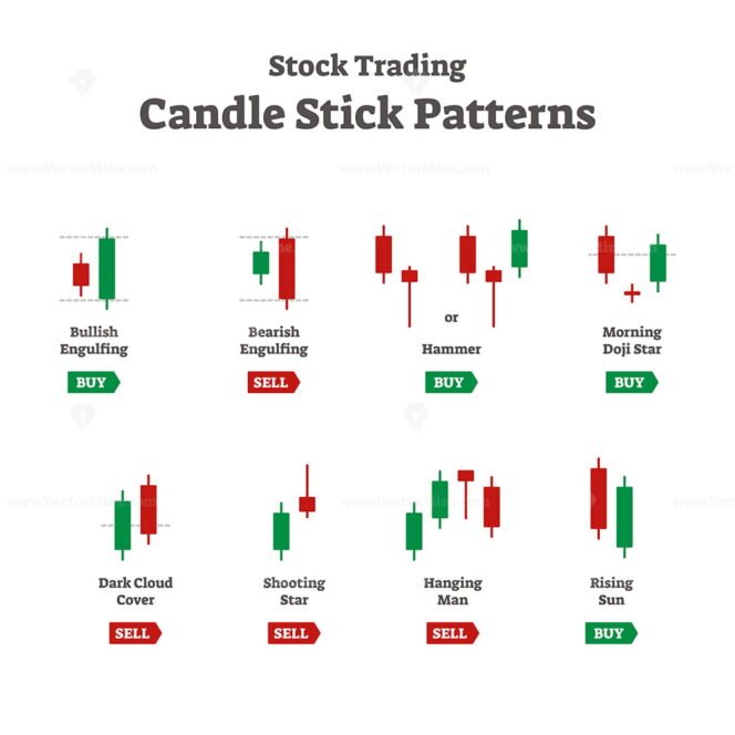 Forex stock trading candle stick patterns vector collection – VectorMine