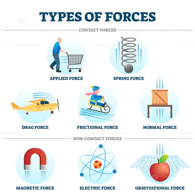 Types of forces vector illustration example collection - VectorMine