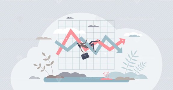 Volatile Market As Uncertainty In Economical Stock Graph Tiny Person ...