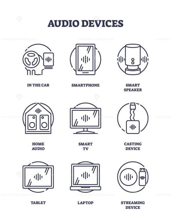 audio devices icons outline 1