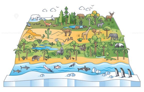 biodiversity scene outline diagram 1