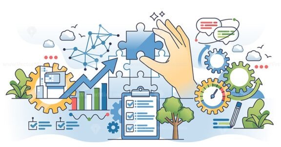 business strategy unit hands outline concept 1