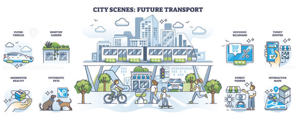 city scenes future transport set 1